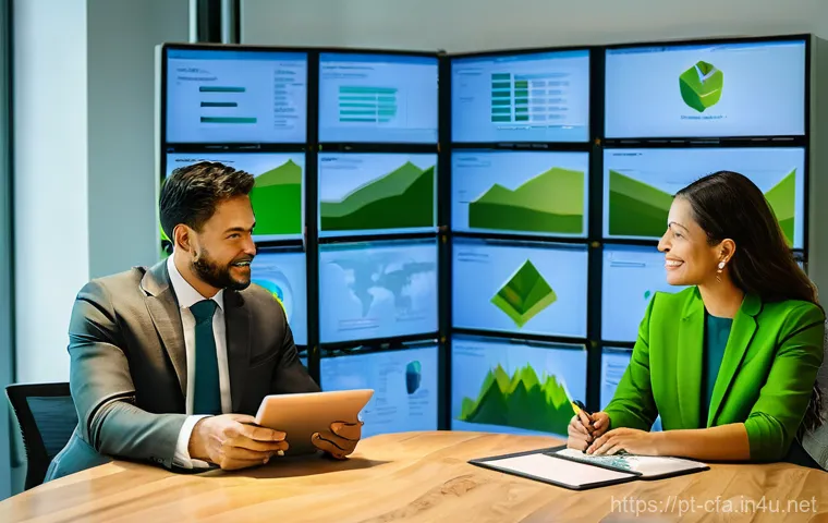 CFA 실무에서 활용되는 툴 - **Interactive Data Visualization for Client Engagement**
    "A male Brazilian financial advisor, in...